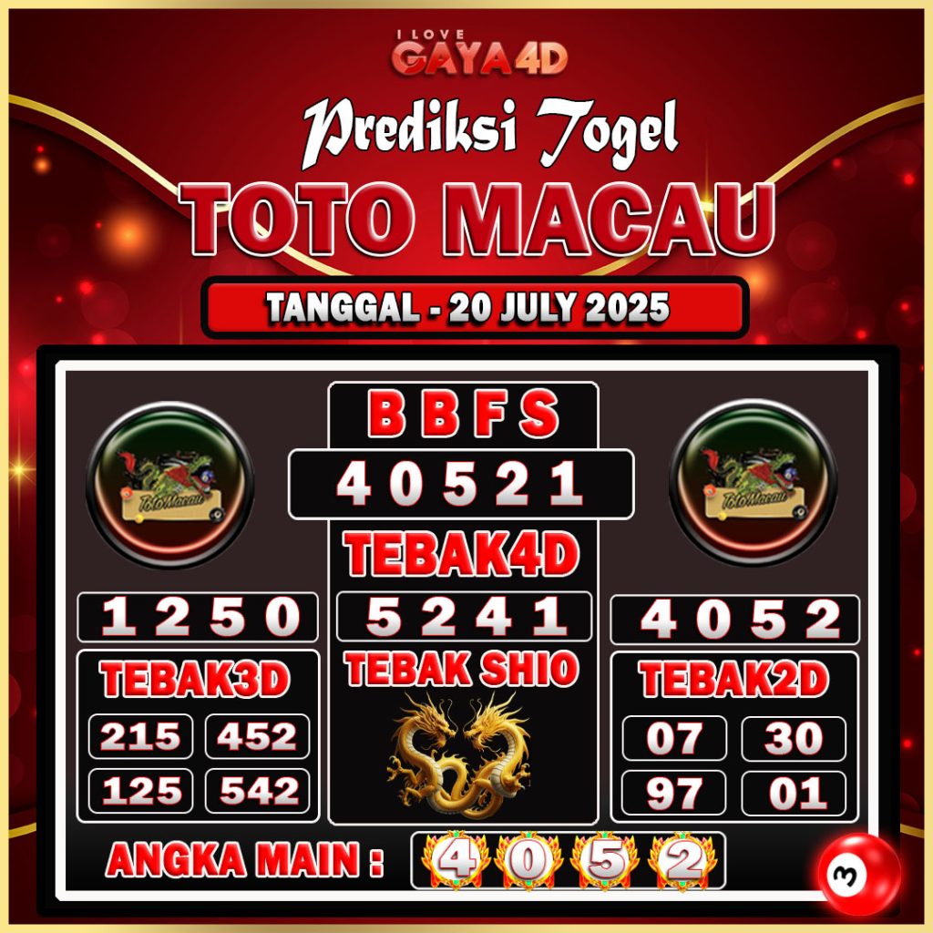 TOTO MACAU BULAN JULY 1