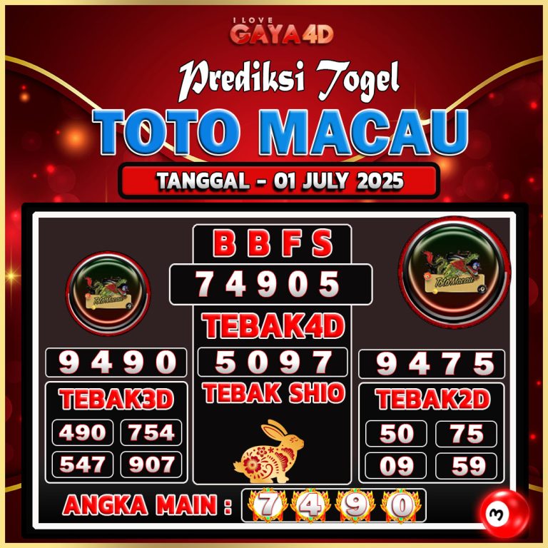 TOTO MACAU BULAN JULY 1