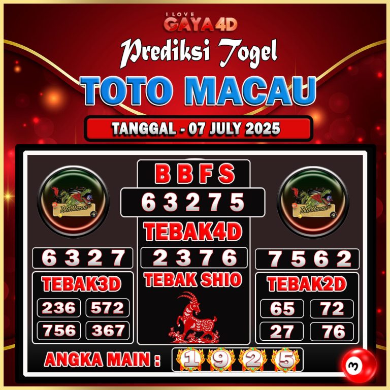 TOTO MACAU BULAN JULY 10