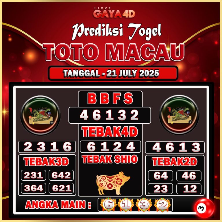 TOTO MACAU BULAN JULY 10