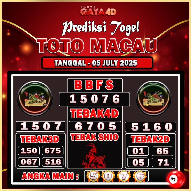 TOTO MACAU BULAN JULY 10