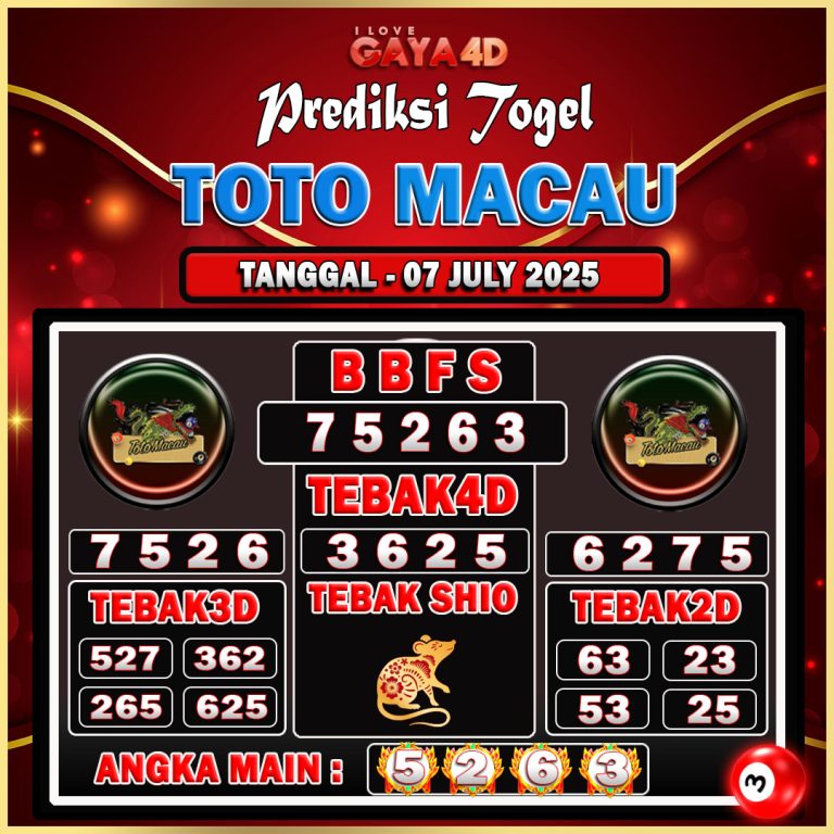TOTO MACAU BULAN JULY 11