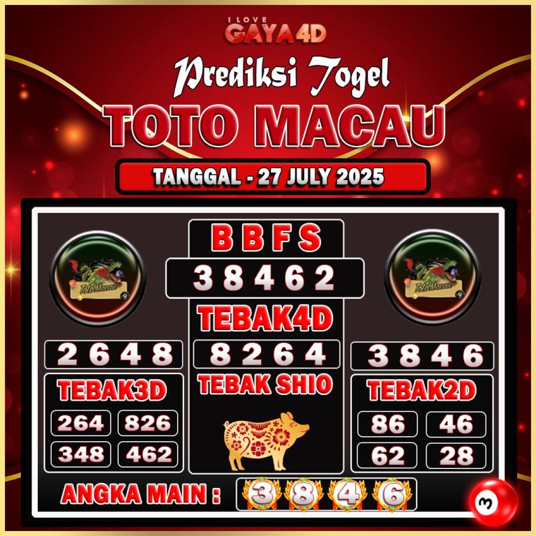 TOTO MACAU BULAN JULY 12