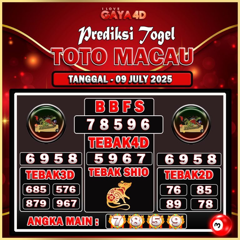 TOTO MACAU BULAN JULY 16