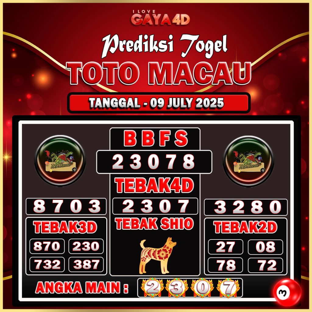 TOTO MACAU BULAN JULY 18