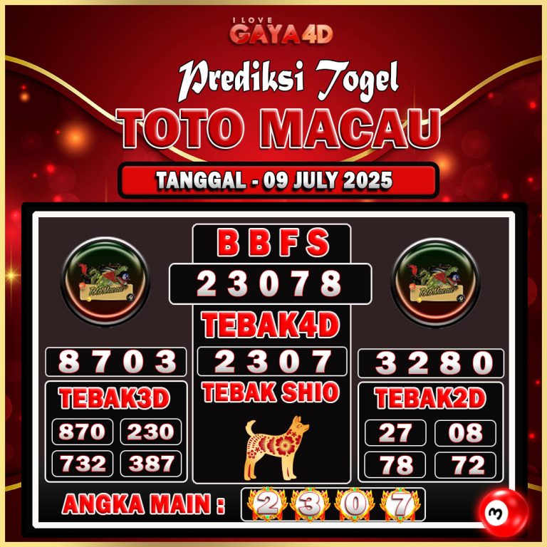 TOTO MACAU BULAN JULY 18
