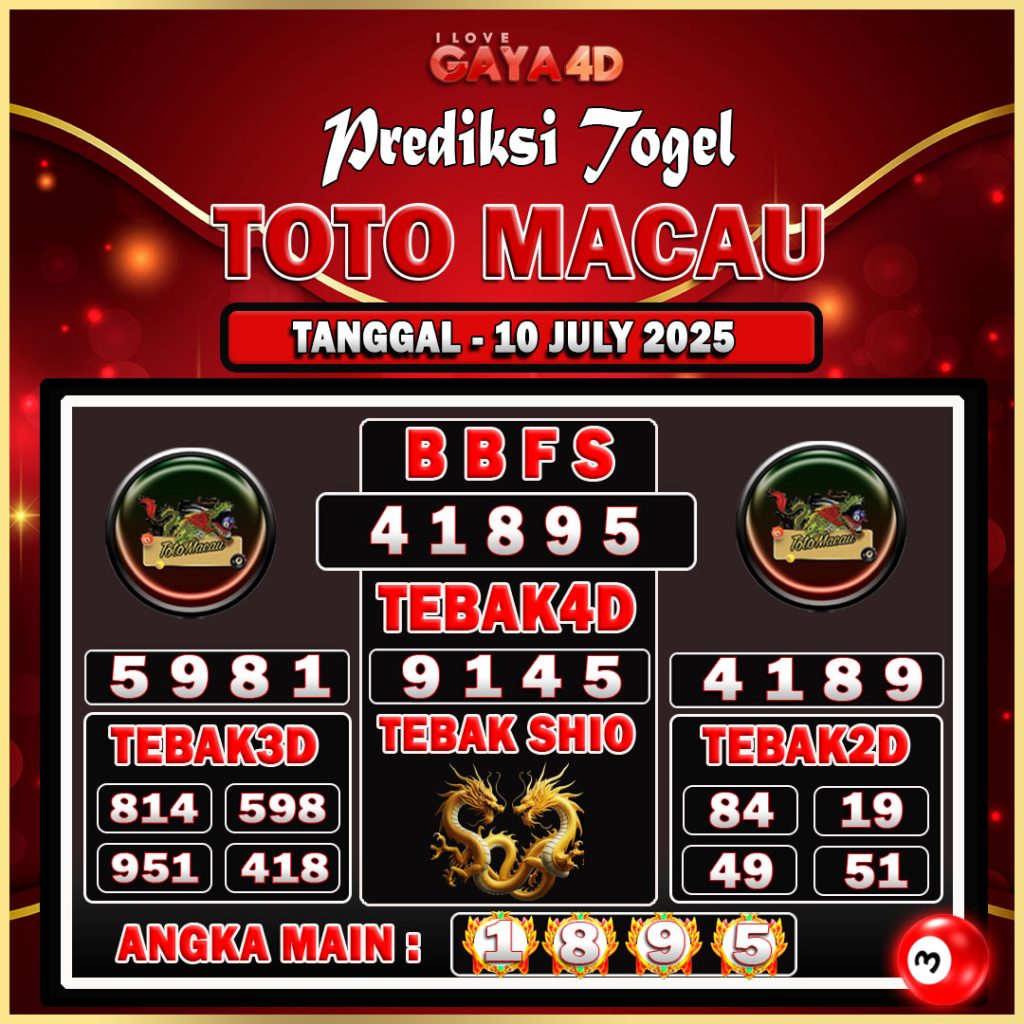 TOTO MACAU BULAN JULY 19