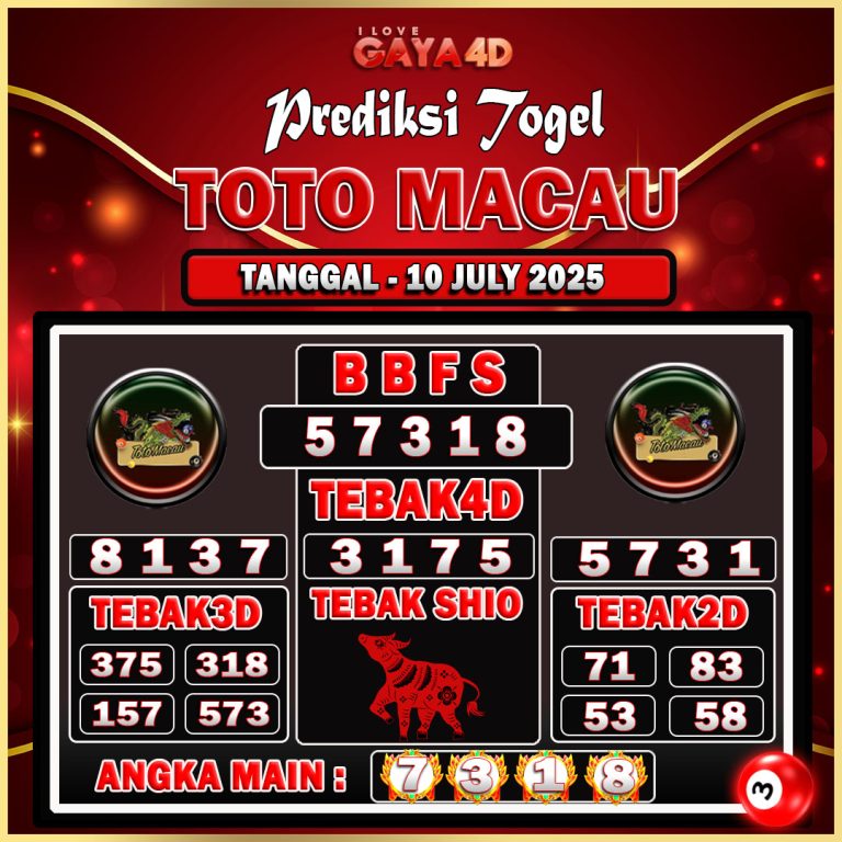 TOTO MACAU BULAN JULY 20
