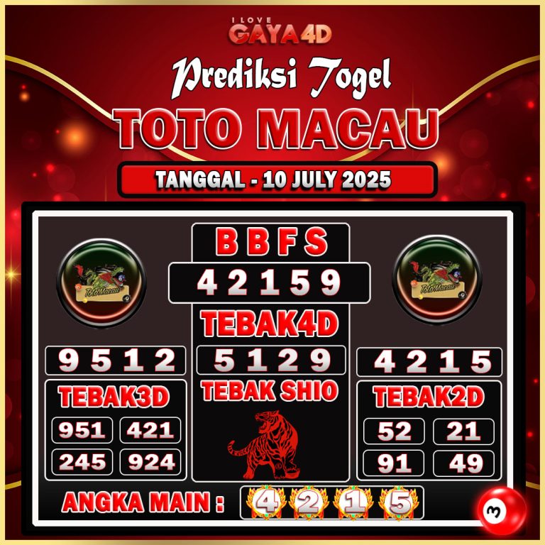 TOTO MACAU BULAN JULY 21
