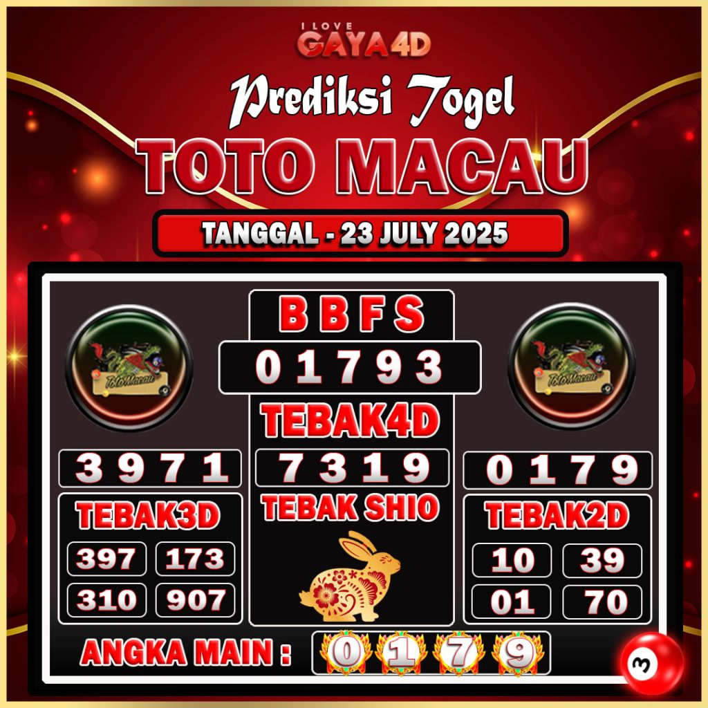 TOTO MACAU BULAN JULY 22