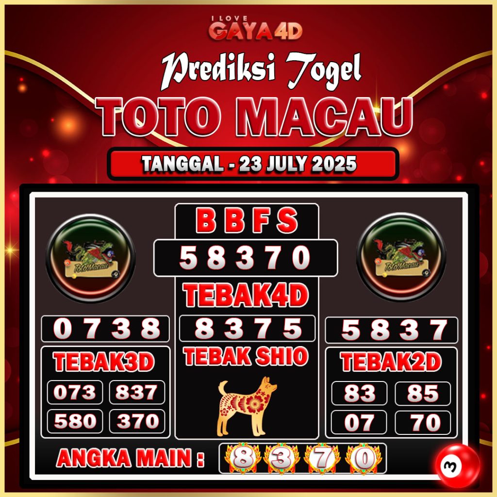 TOTO MACAU BULAN JULY 24