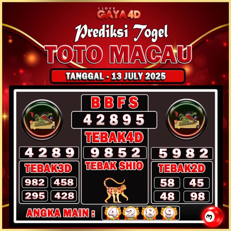 TOTO MACAU BULAN JULY 29