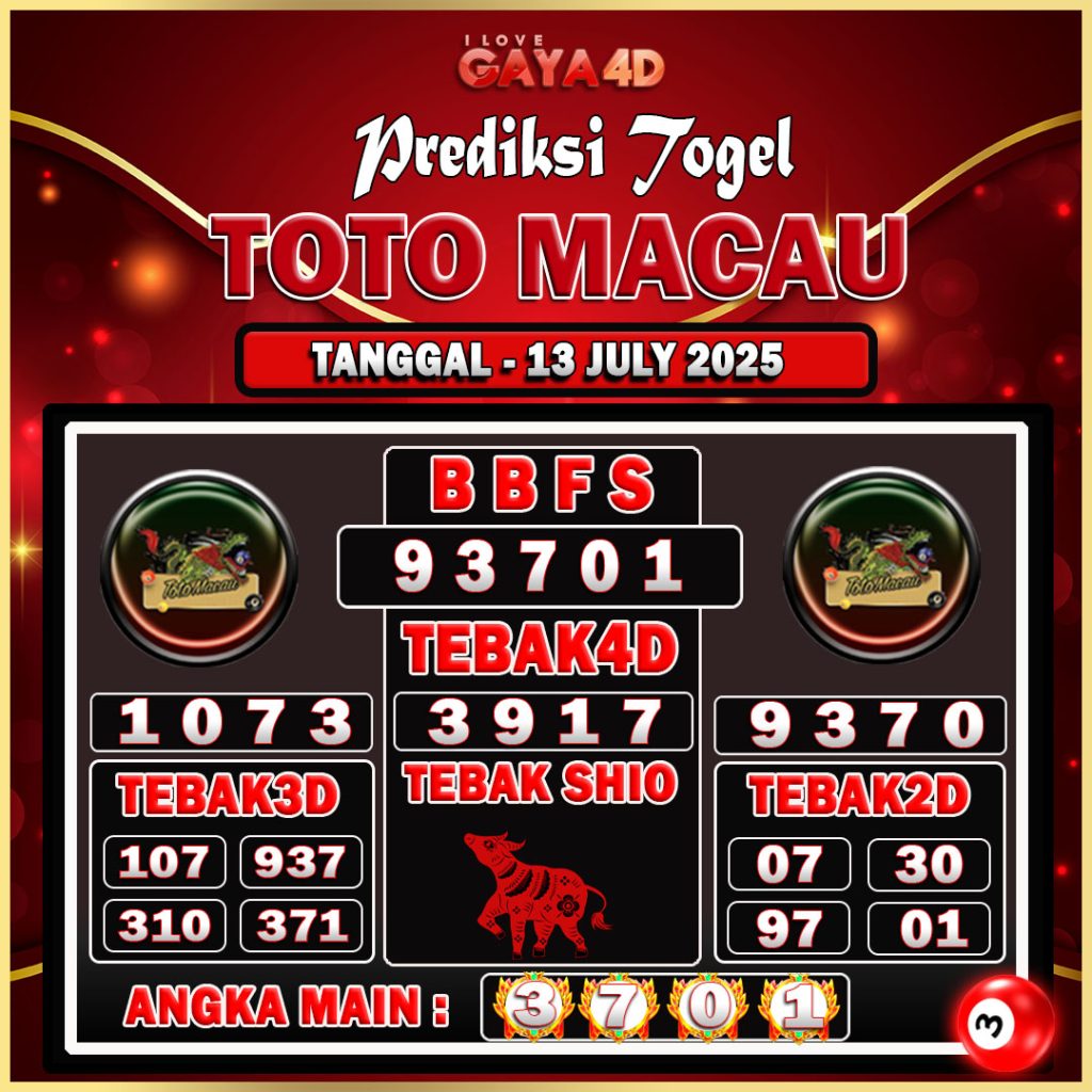 TOTO MACAU BULAN JULY 30