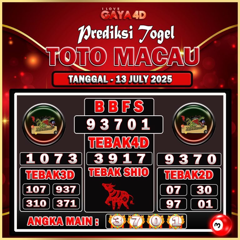 TOTO MACAU BULAN JULY 30