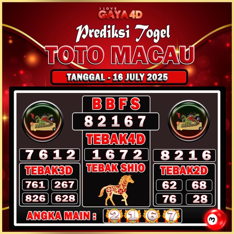 TOTO MACAU BULAN JULY 38