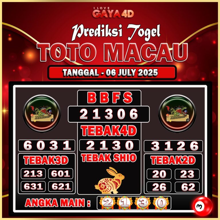 TOTO MACAU BULAN JULY 4