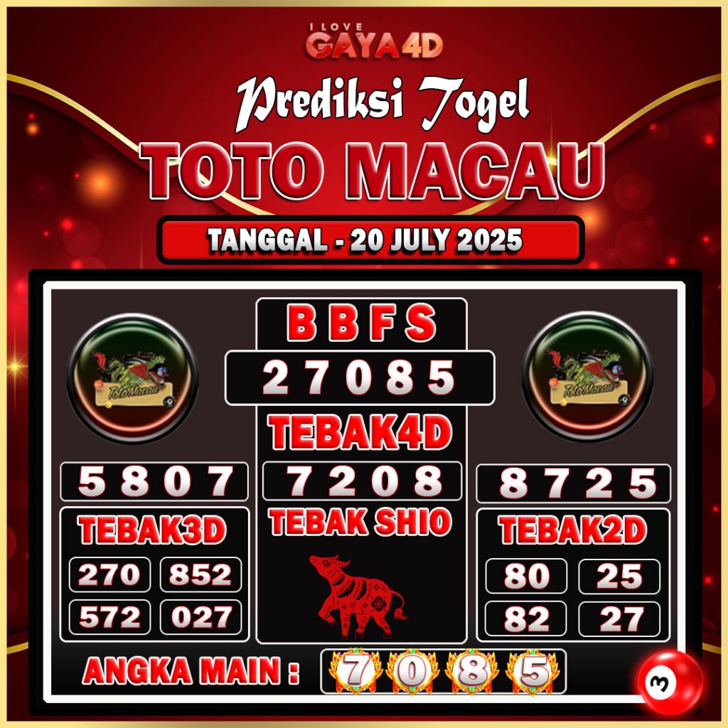 TOTO MACAU BULAN JULY 4