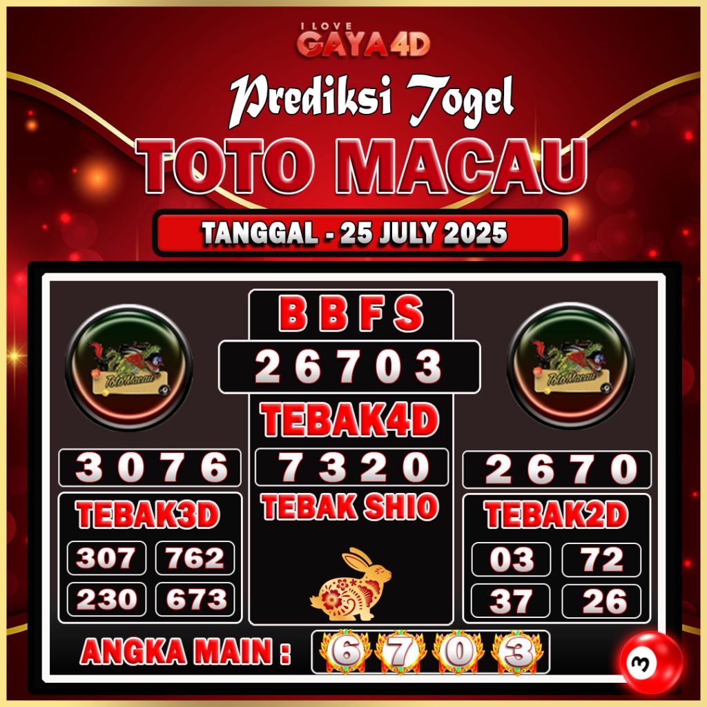 TOTO MACAU BULAN JULY 4