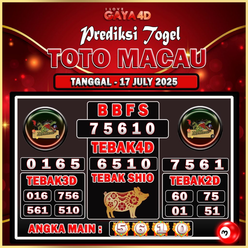 TOTO MACAU BULAN JULY 41