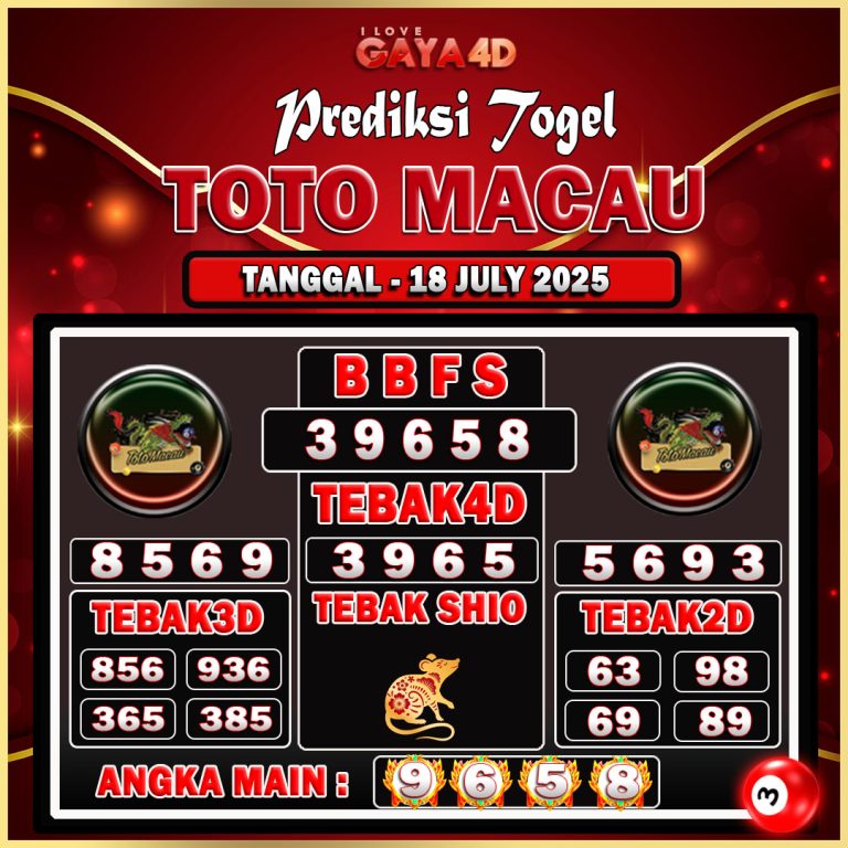 TOTO MACAU BULAN JULY 46