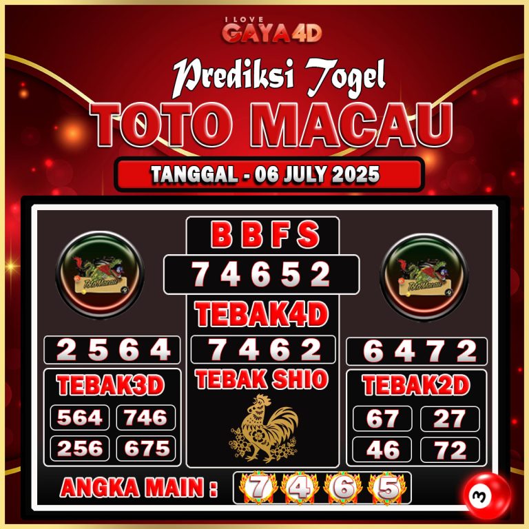 TOTO MACAU BULAN JULY 6