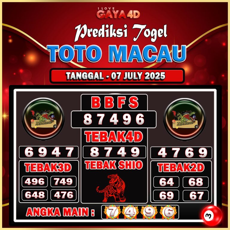 TOTO MACAU BULAN JULY 7