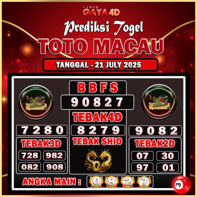 TOTO MACAU BULAN JULY 7