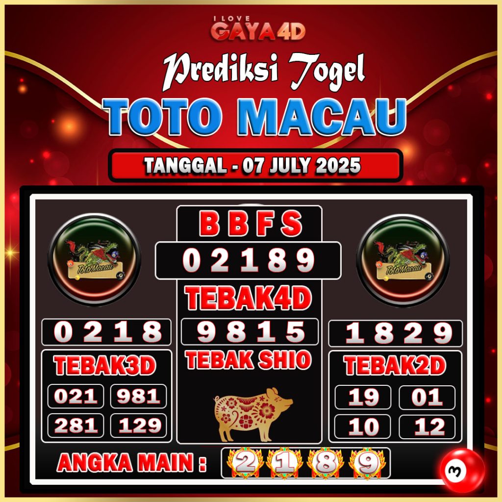 TOTO MACAU BULAN JULY 8