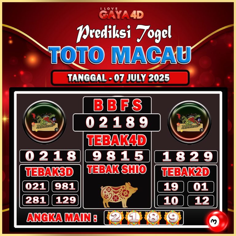 TOTO MACAU BULAN JULY 8