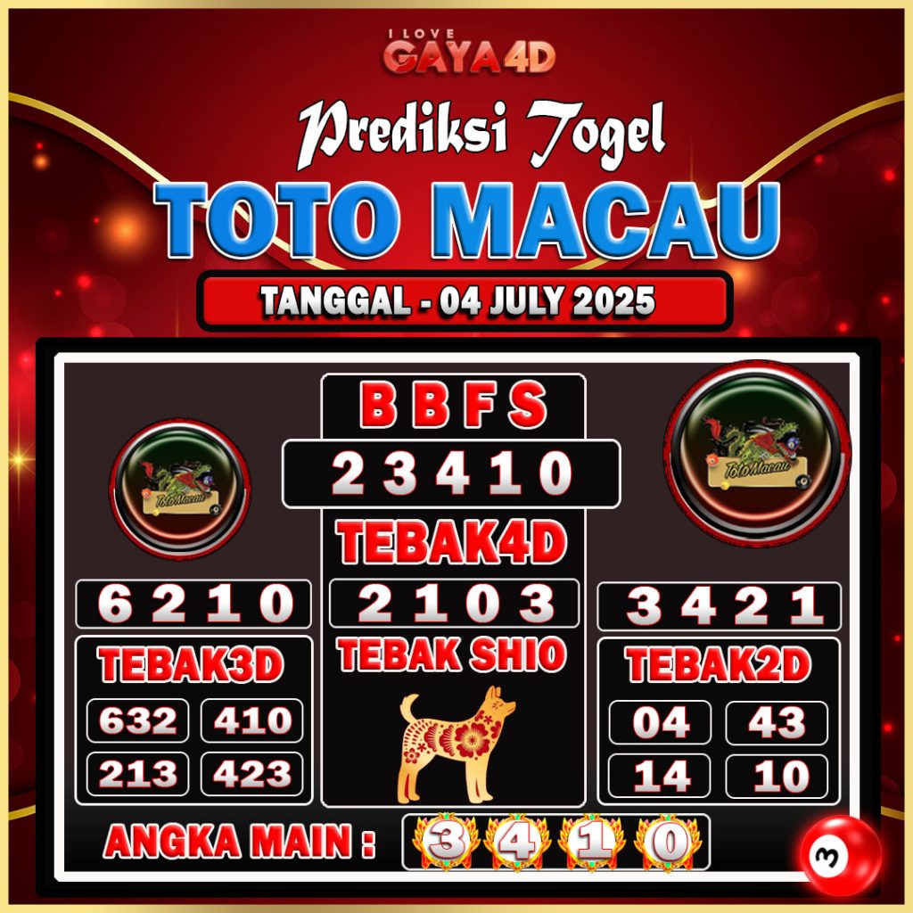 TOTO MACAU BULAN JULY 8