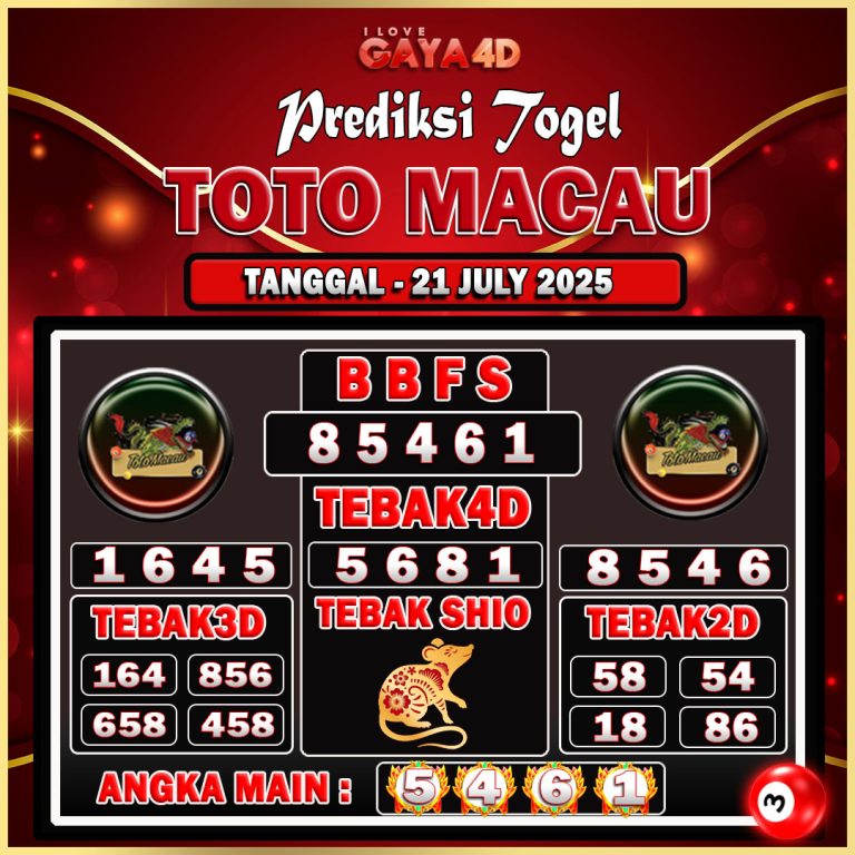 TOTO MACAU BULAN JULY 8