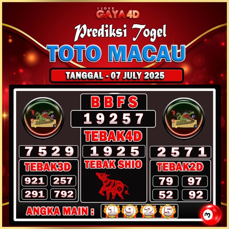 TOTO MACAU BULAN JULY 9