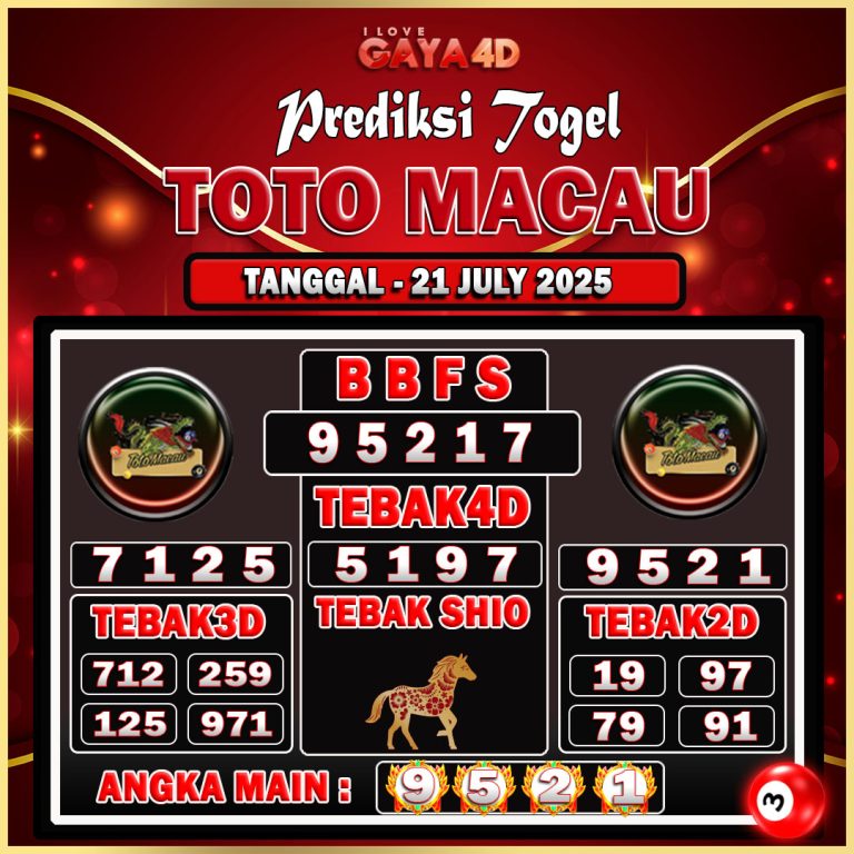 TOTO MACAU BULAN JULY 9