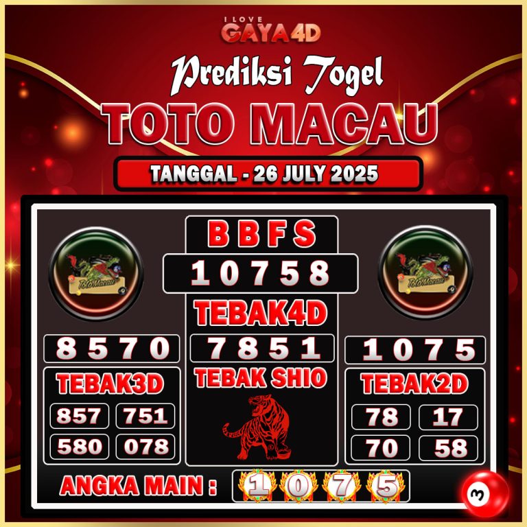 TOTO MACAU BULAN JULY 9